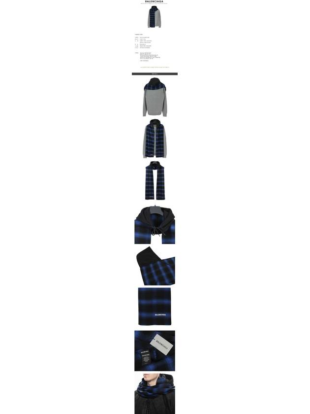 Luxury Balenciaga Trending 2025 Check Embroidery Logo Muffler Blue Black