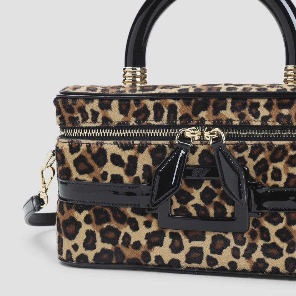 Roger Vivier Natural Black Patent Leather Belle Vivier Vanity Mini Bag