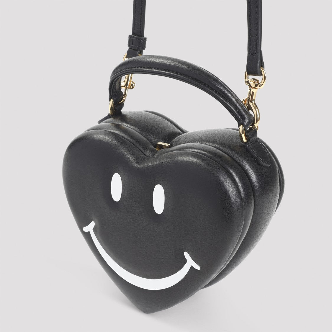 Moschino Heart-Shaped Shoulder Bag With Adjustable Strap And Gold-Tone Details