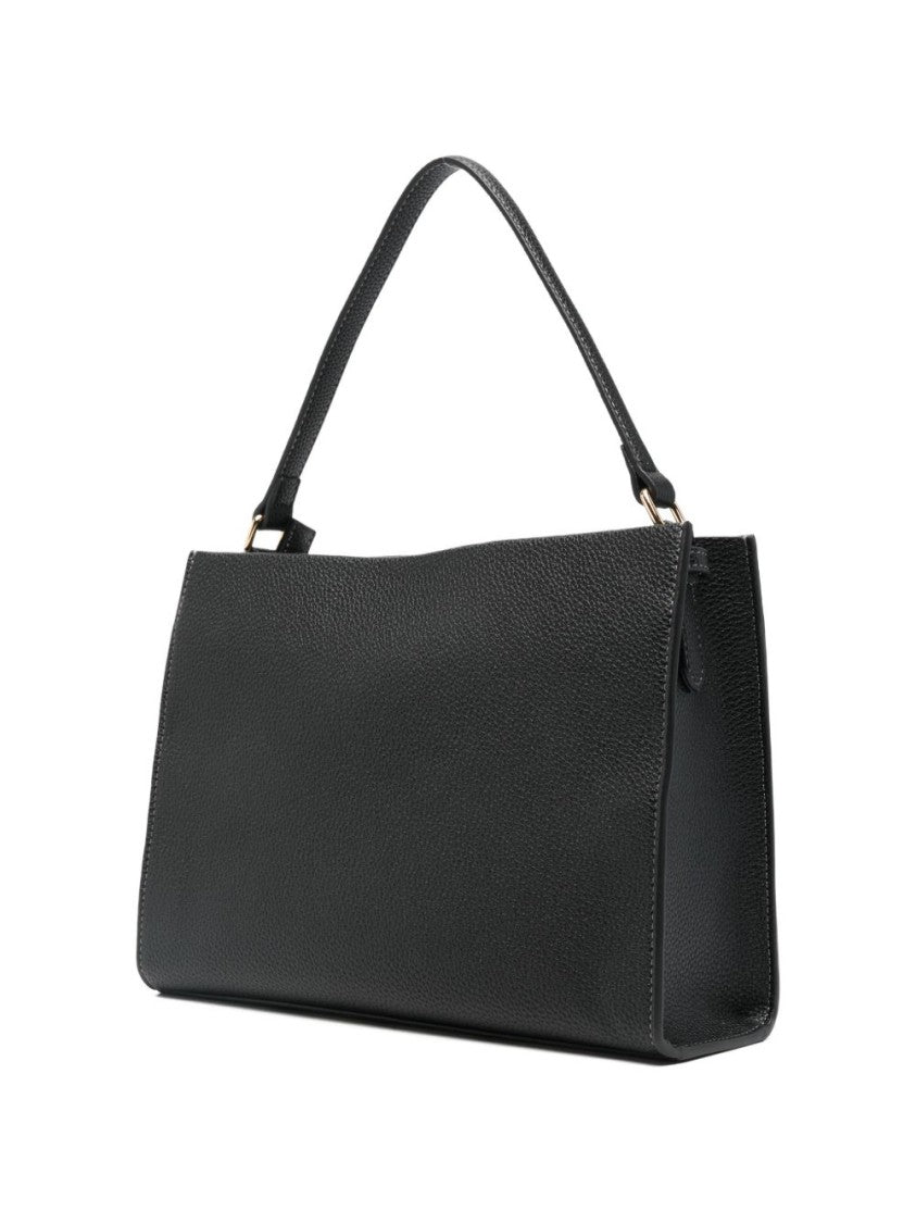 Love Moschino Textured Polyurethane Shoulder Bag With Gold-Tone Heart Emblem