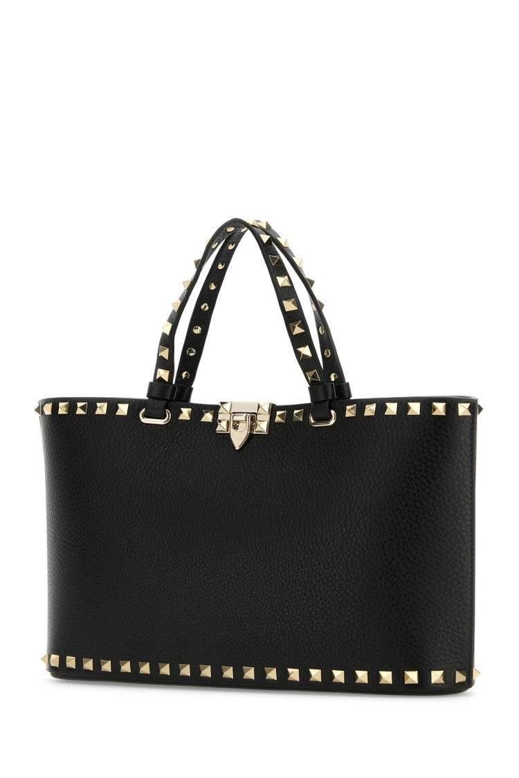 Valentino Garavani Black Leather Rockstud Handbag