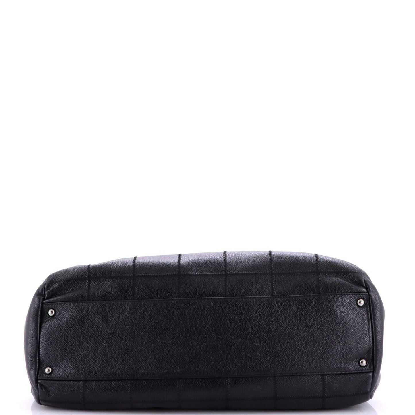 Square Stitch Shoulder Bag Quilted Caviar East West