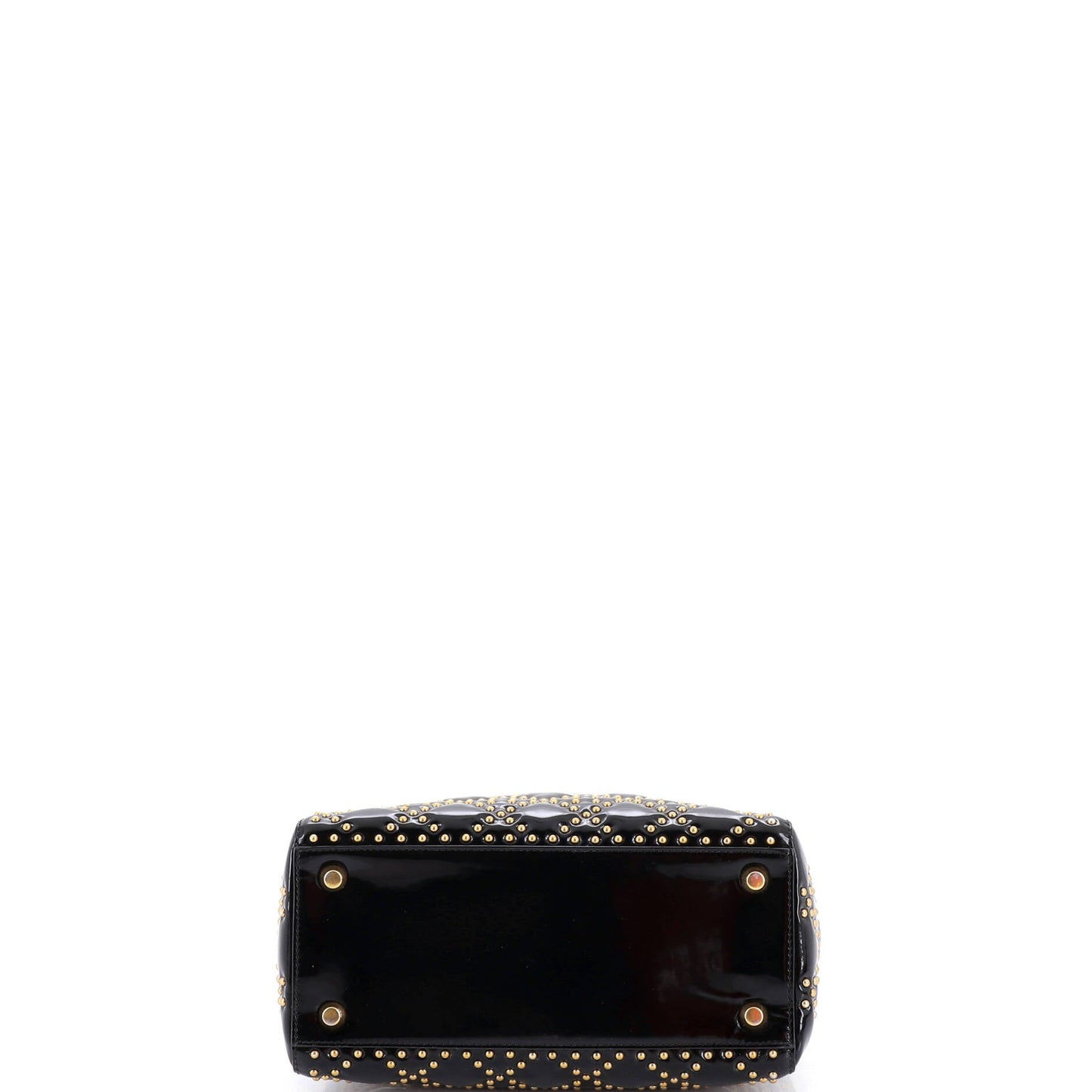 Supple Lady Dior Bag Cannage Studded Patent Medium