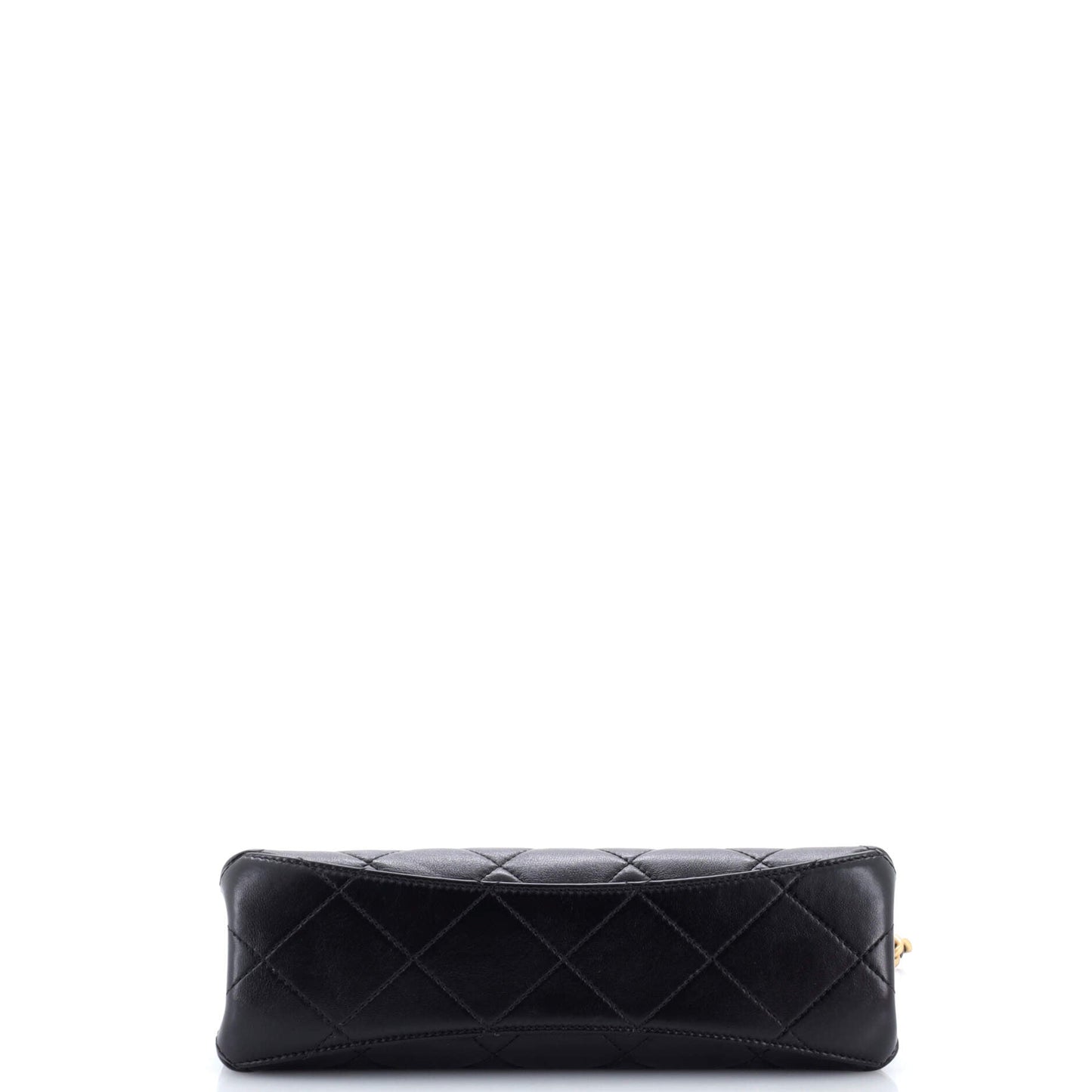 CC Chain Bar Handle Shopping Bag Quilted Shiny Lambskin Small