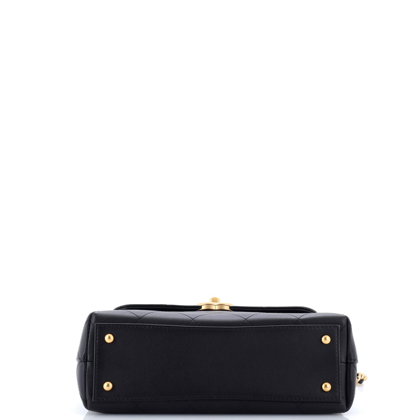 CC Top Handle Flap Bag Quilted Calfskin Large
