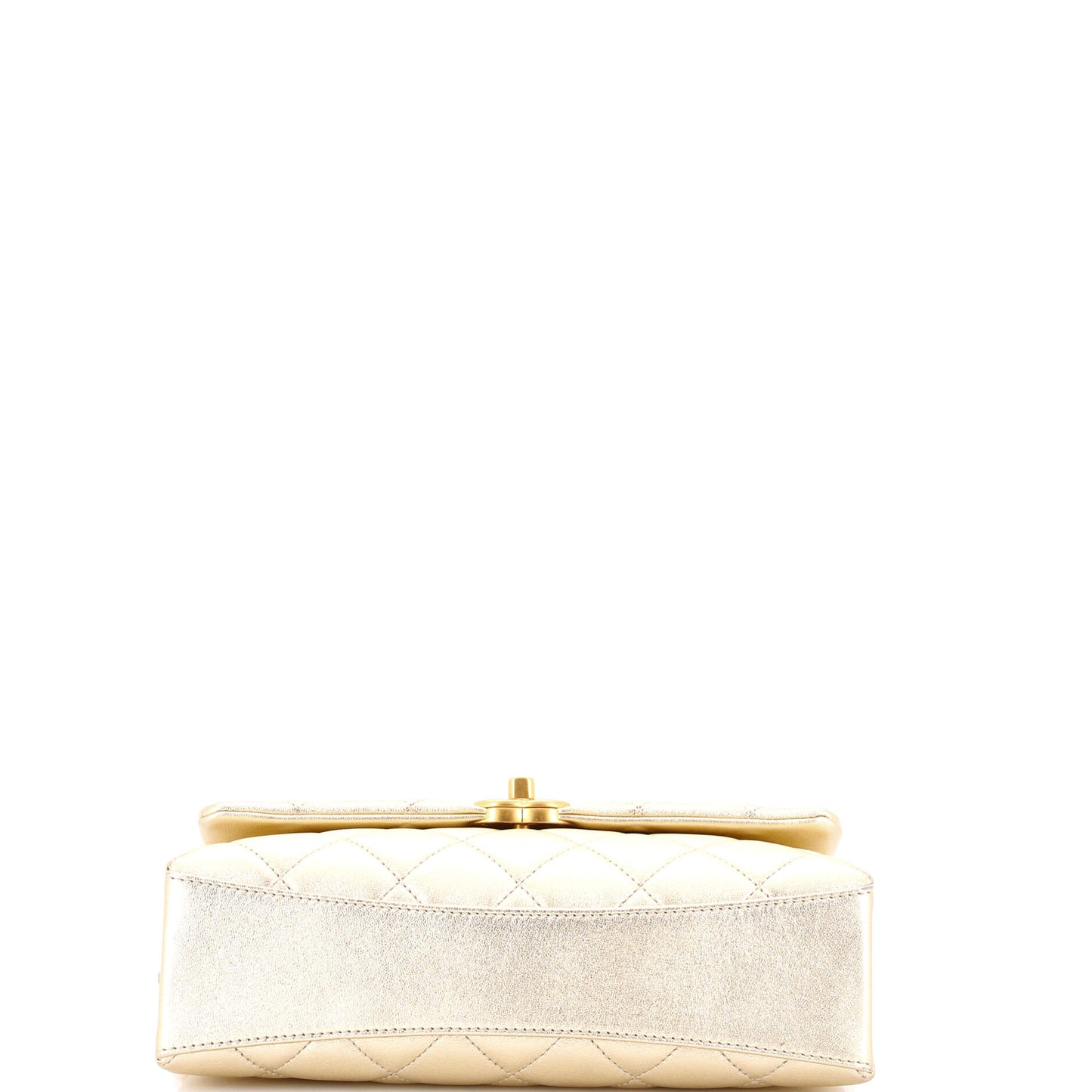 Chic Pearls Handle Flap Bag Quilted Shiny Lambskin Small