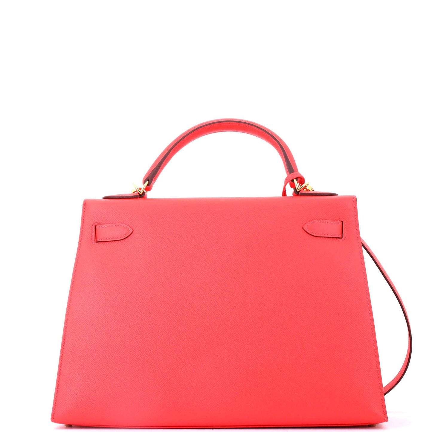 Kelly Handbag Rouge Pivoine Epsom with Gold Hardware 32