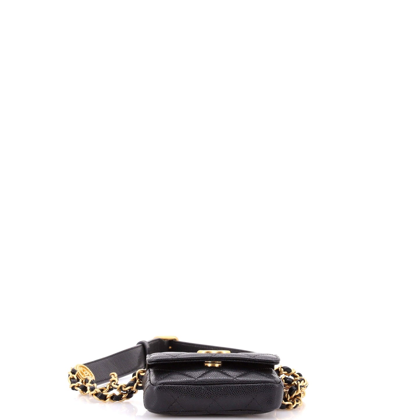CC Medallions Flap Belt Bag Quilted Caviar Mini