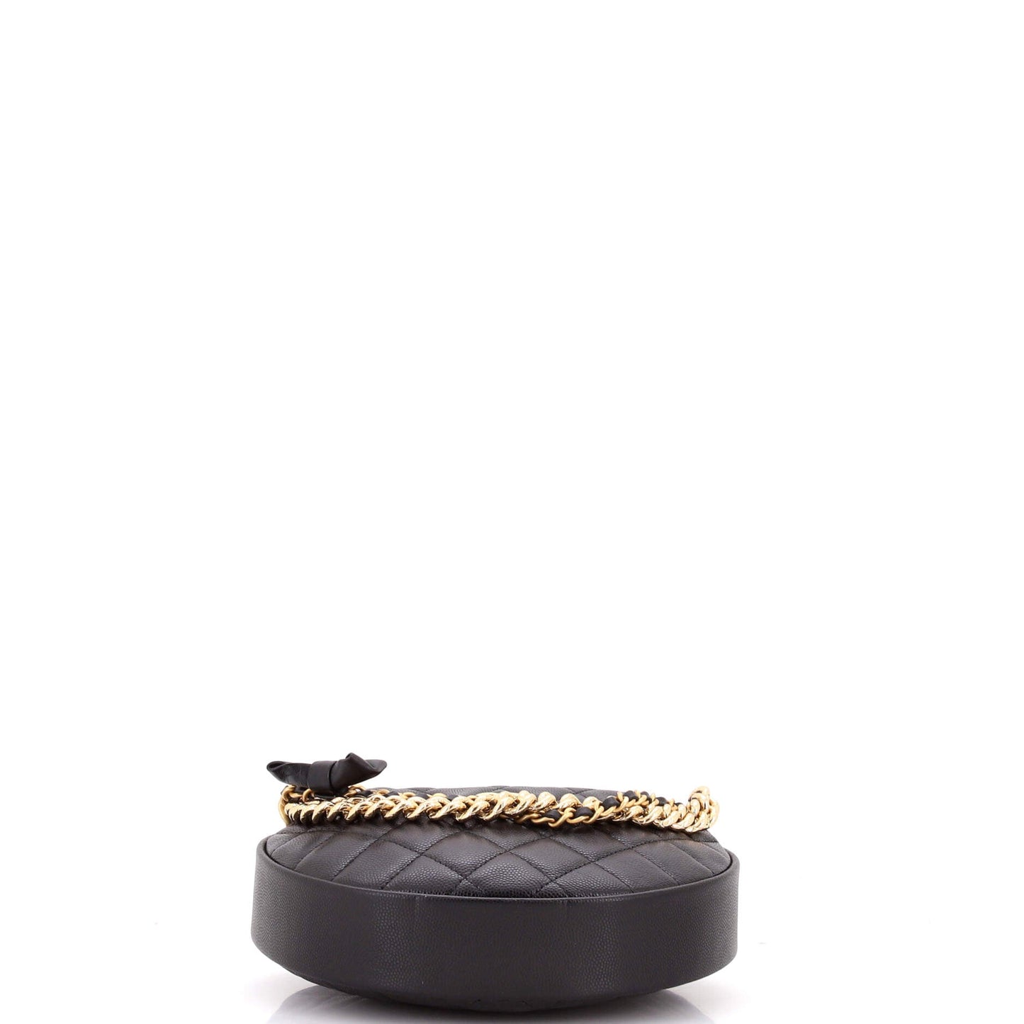 Double Chain Bow Hobo Pouch Quilted Caviar Mini