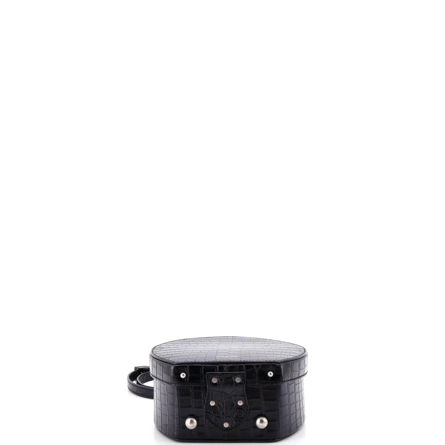 Mica Hatbox Bag Crocodile Embossed Leather Small