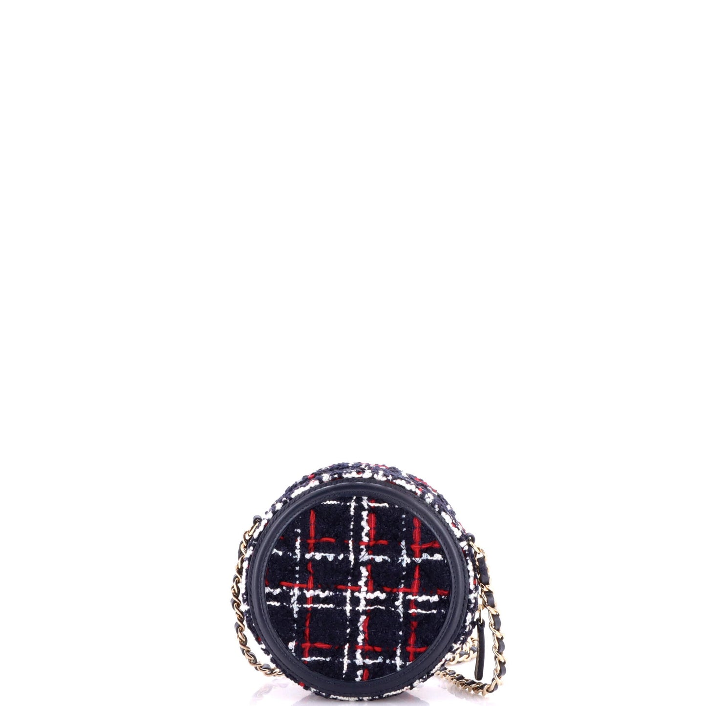 Filigree Round Clutch with Chain Quilted Tweed Mini