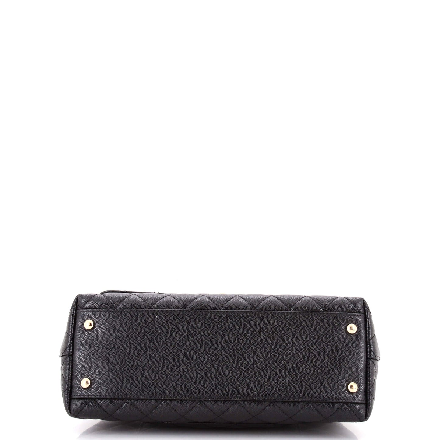 Coco Top Handle Bag Quilted Caviar with Lizard Embossed Handle Small