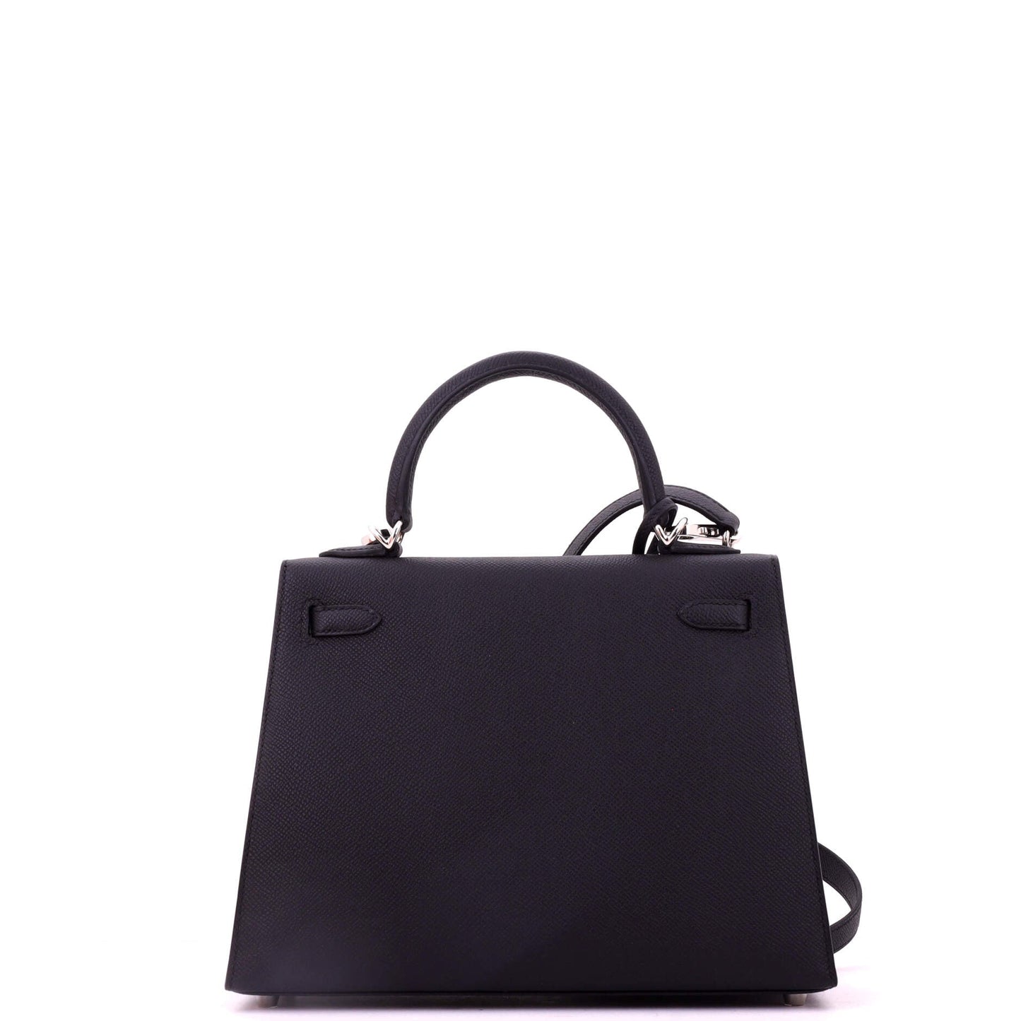 Kelly Handbag Noir Epsom with Palladium Hardware 25