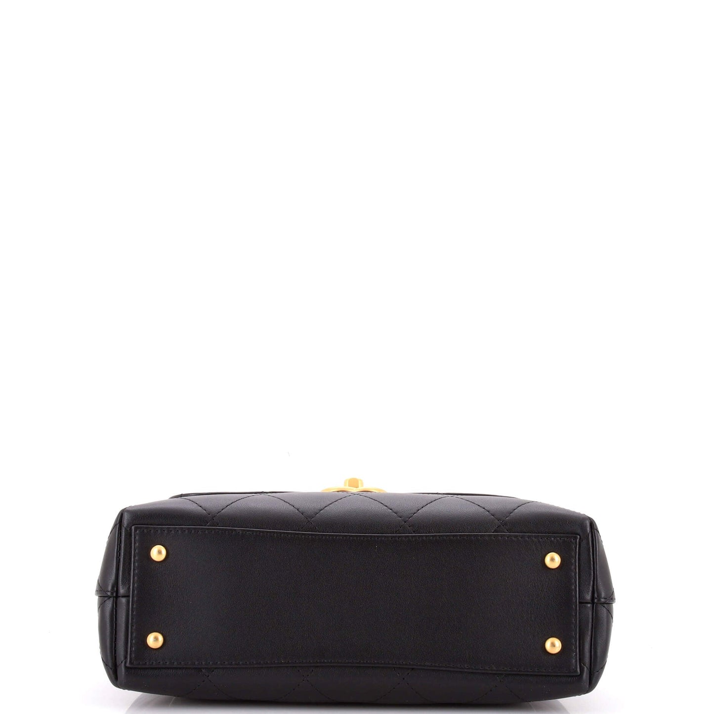 CC Top Handle Flap Bag Quilted Calfskin Large
