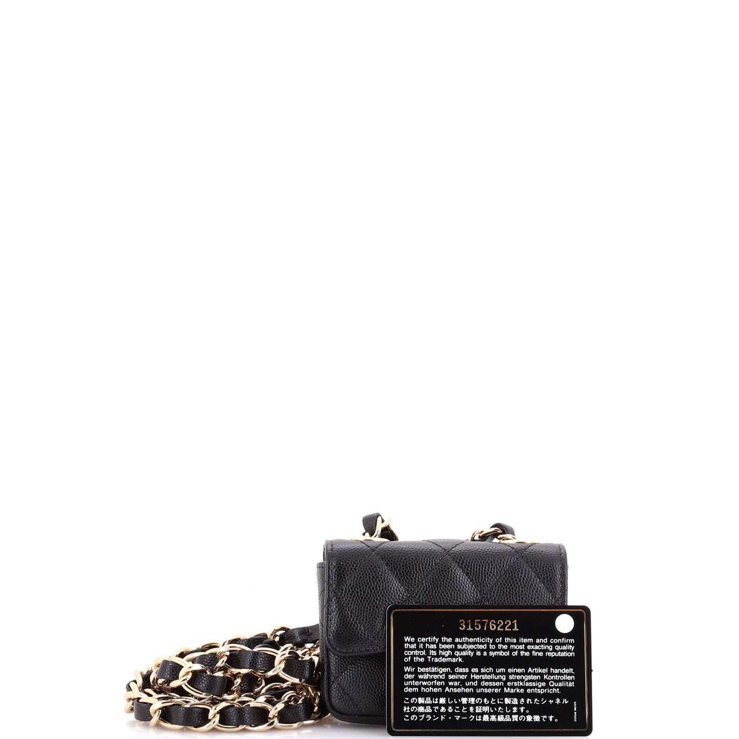 Classic Flap Charm Chain Belt Bag Quilted Caviar Mini