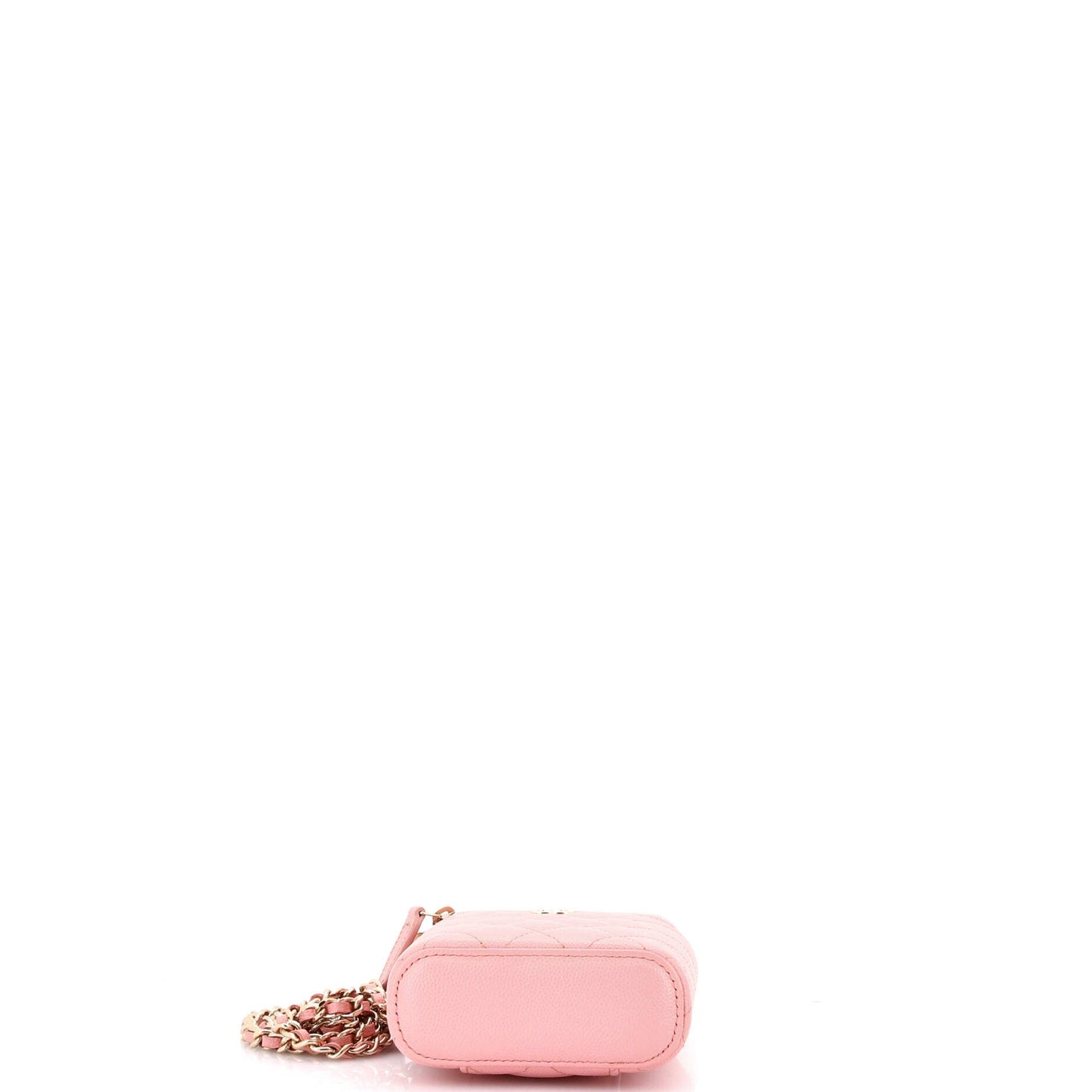 Vertical Classic Vanity Case with Chain Quilted Caviar Small
