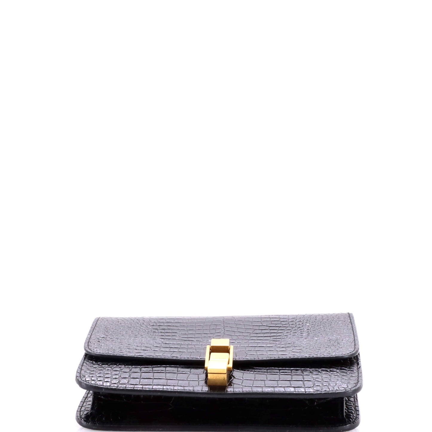 Carre Satchel Crocodile Embossed Leather Medium