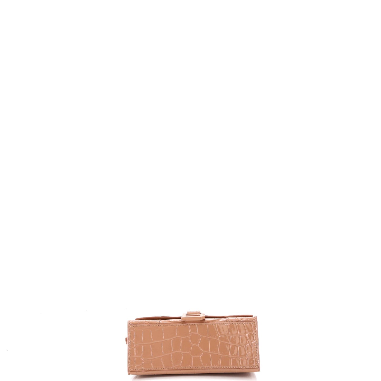 Hourglass Top Handle Bag Crocodile Embossed Leather XS