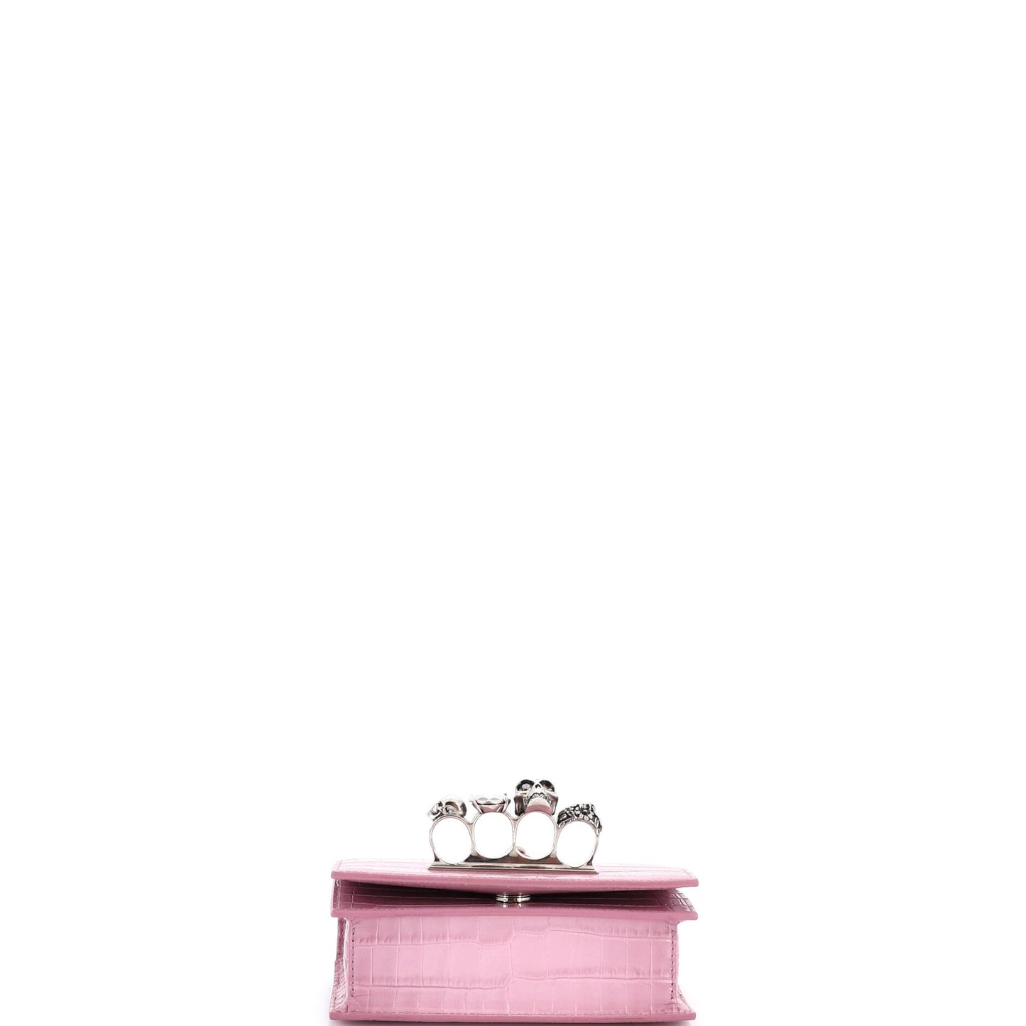 Jewelled Flap Satchel Crocodile Embossed Leather Mini