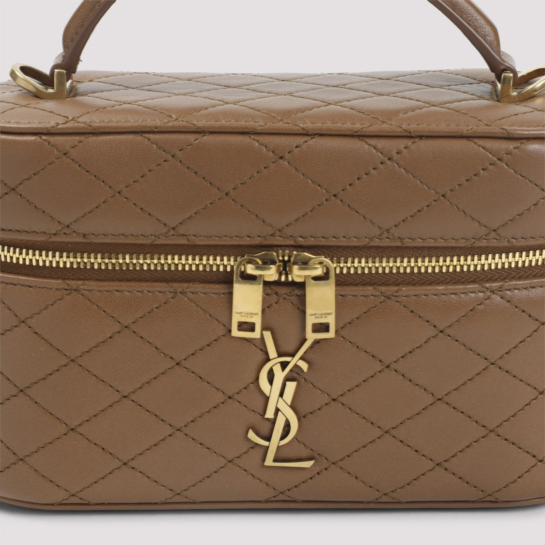 Saint Laurent Quilted Brown Lambskin Mini Shoulder Bag