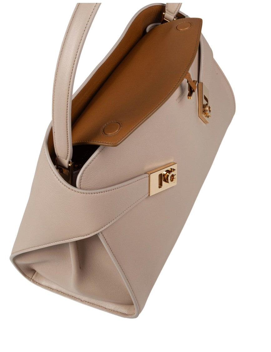 Salvatore Ferragamo Hug Sh Leather Shoulder Bag, Stone Color
