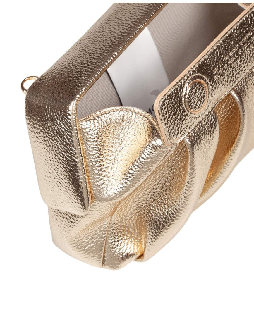 Themoirè Structured Metallic Gold Vegan Leather Handbag