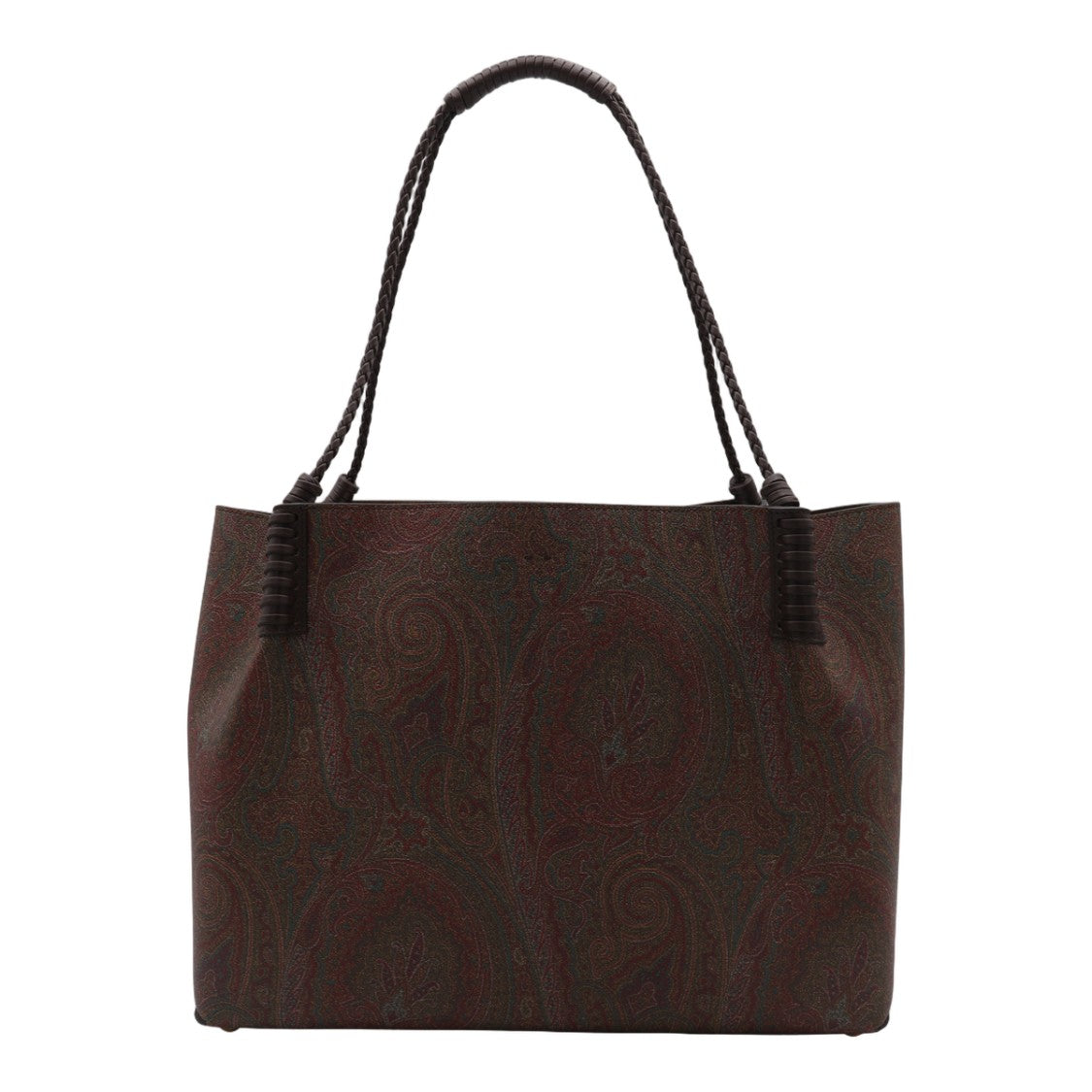 Etro Structured Dark Brown Paisley Tote Bag