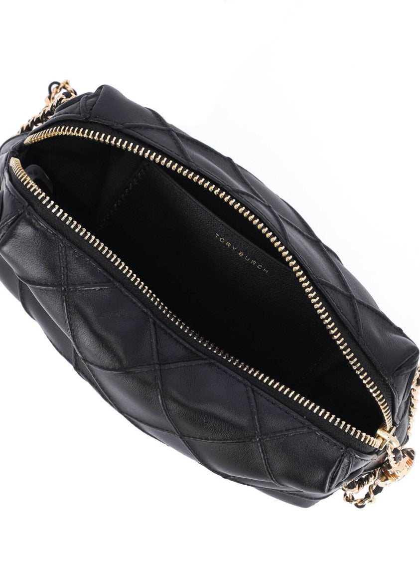 Tory Burch "Fleming" Shoulder Bag, In Black Lambskin