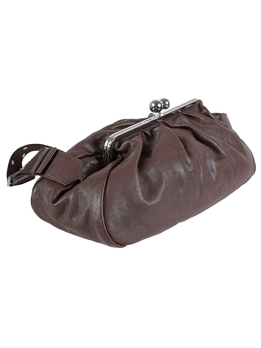 Max Mara Soft Gathered Leather Shoulder Bag With Structured Frame