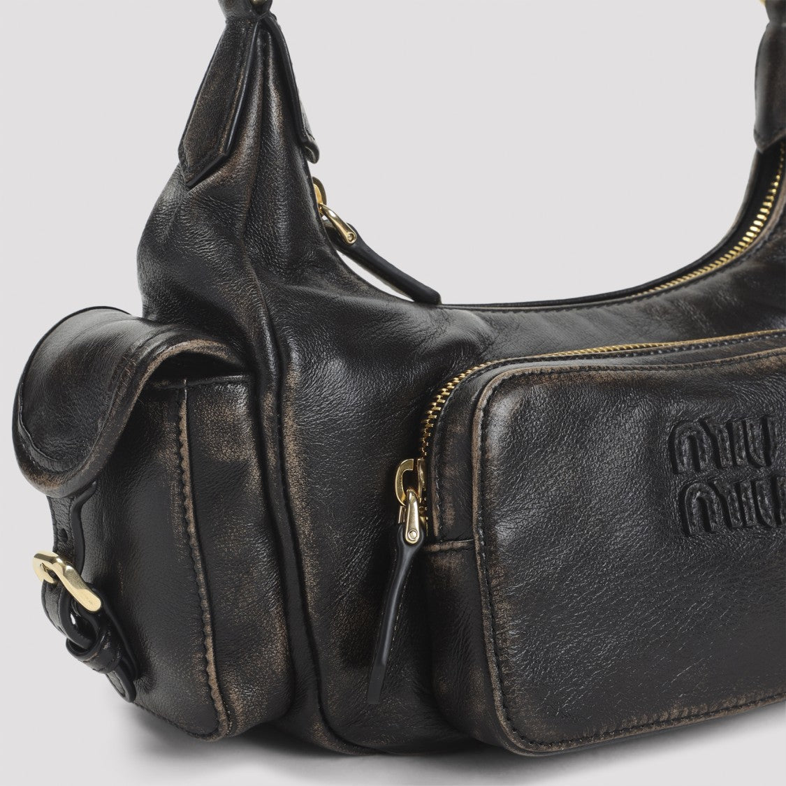 Miu Miu Coffee Brown Lamb Leather Shoulder Bag