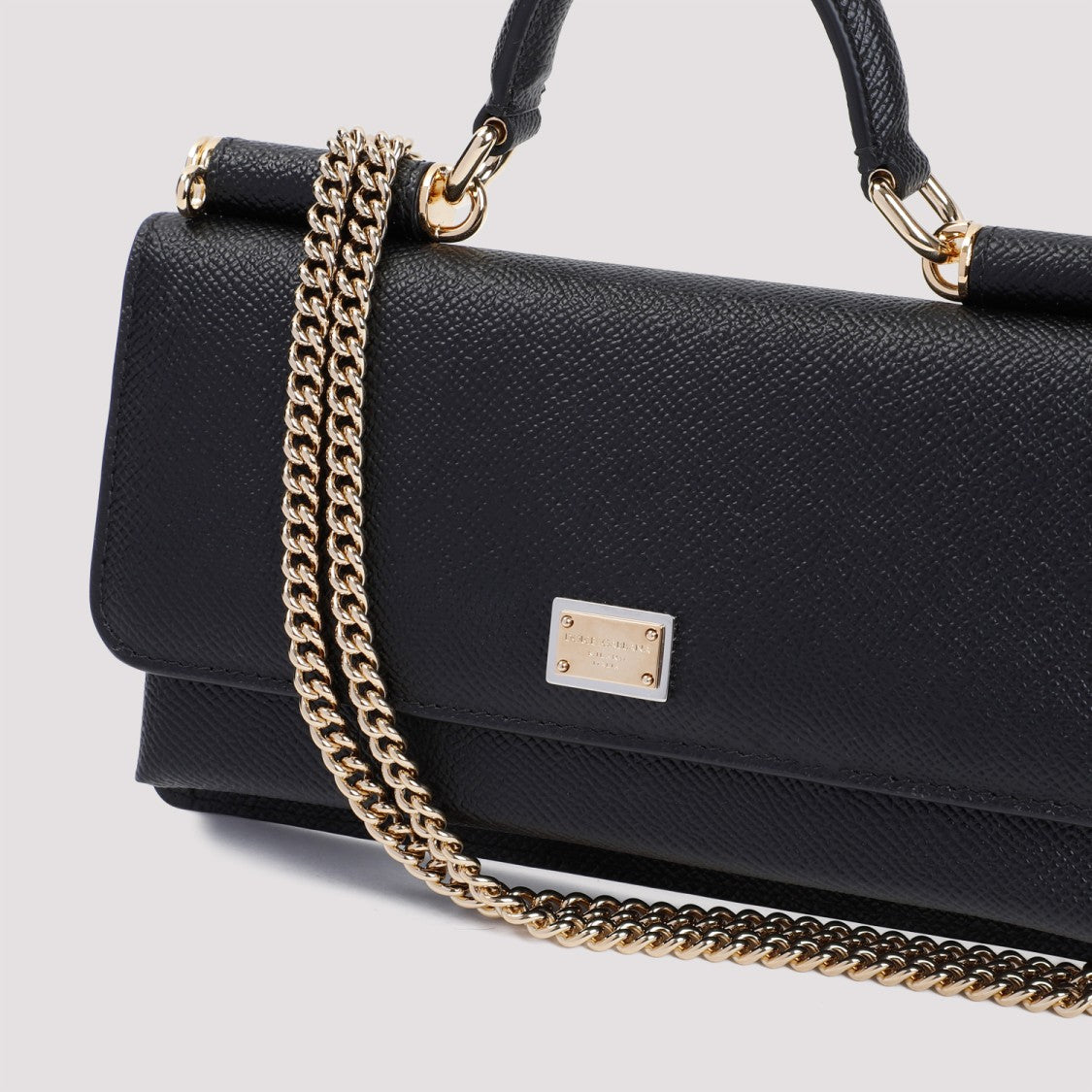 Dolce & Gabbana Dauphine Phone Black Saffiano Calf Leather Handbag