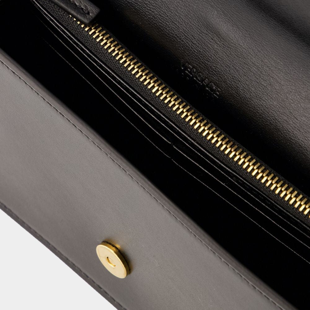 Versace Greca Goddess Wallet On Chain - Leather - Black