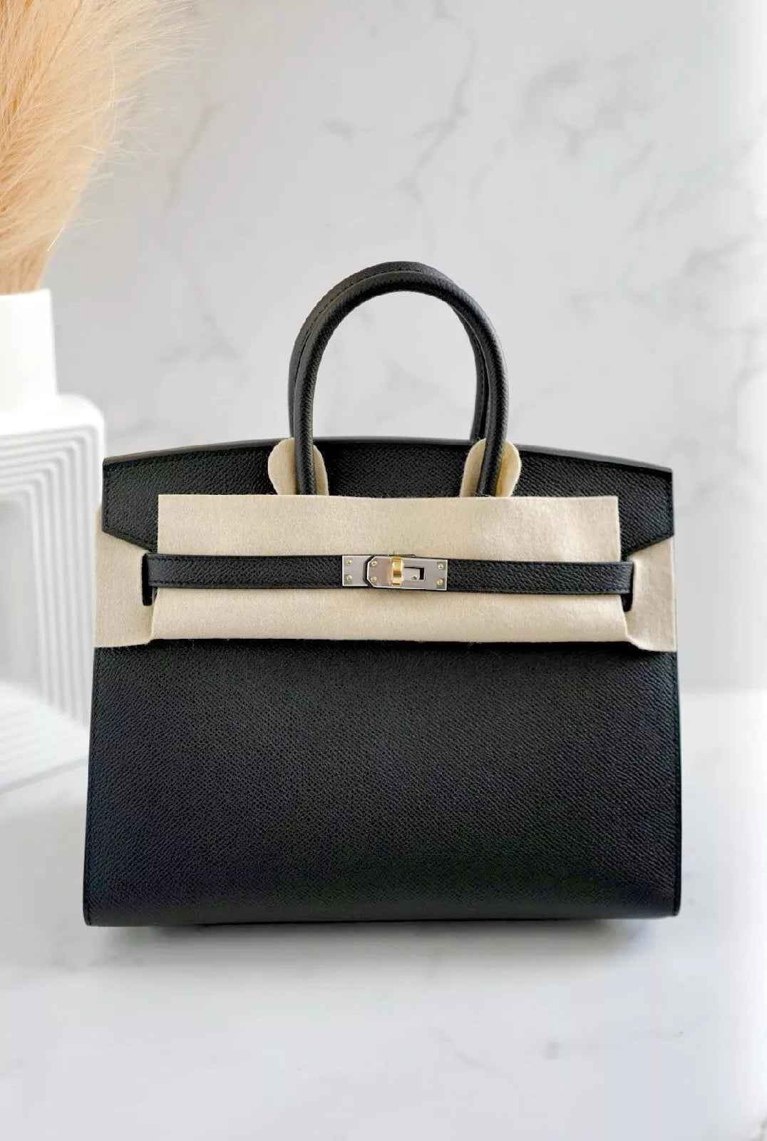 BNIB Hermes Birkin 25 Black Epsom Sellier Electrum HW W 2024 Original Receipt