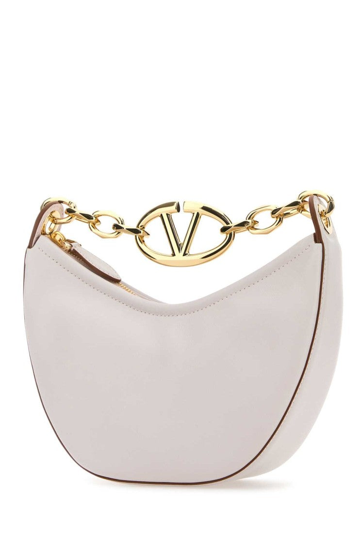 Valentino Garavani Ivory Leather Mini Hobo Vlogo Moon Handbag