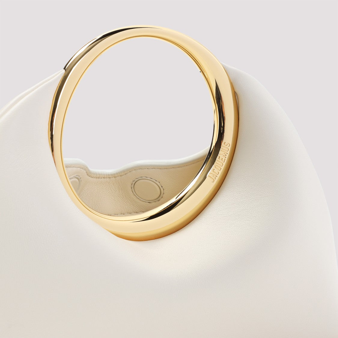 Jacquemus Compact Lambskin Handbag With Circular Handle