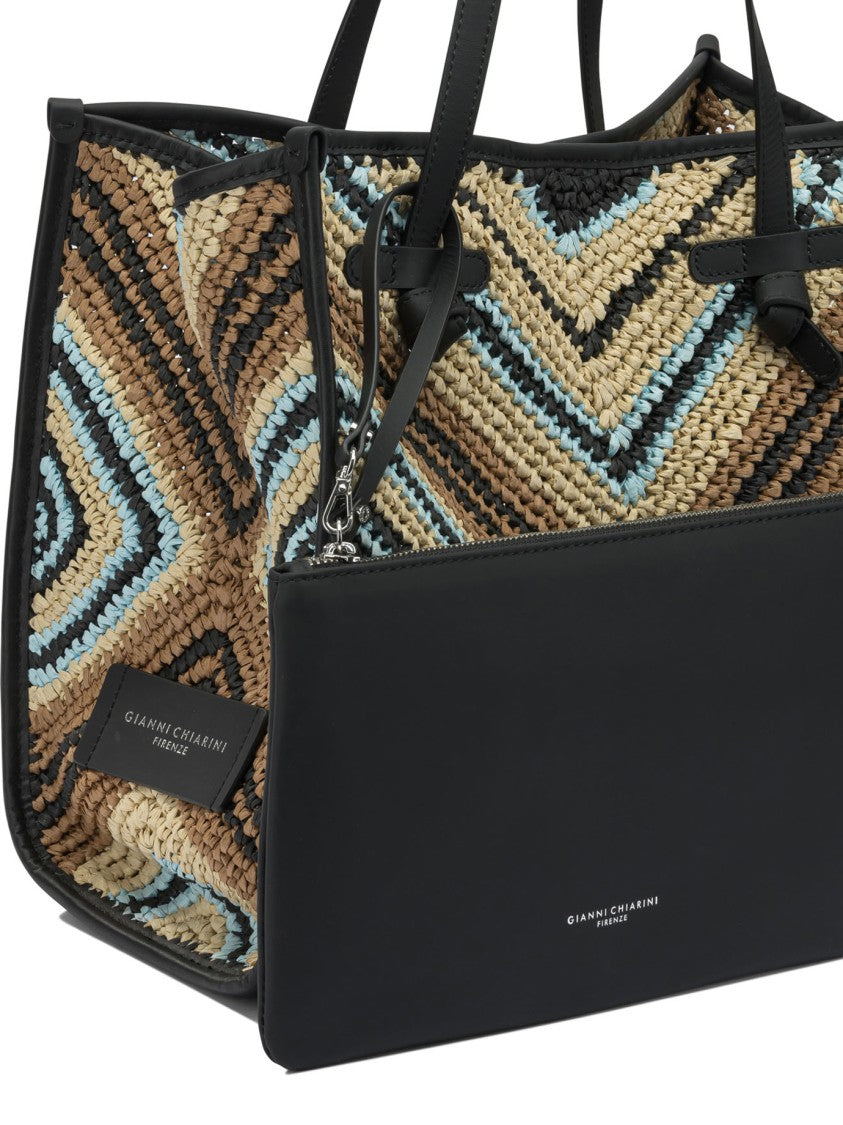 Gianni Chiarini Geometric Pattern Shoulder Bag With Leather Accents