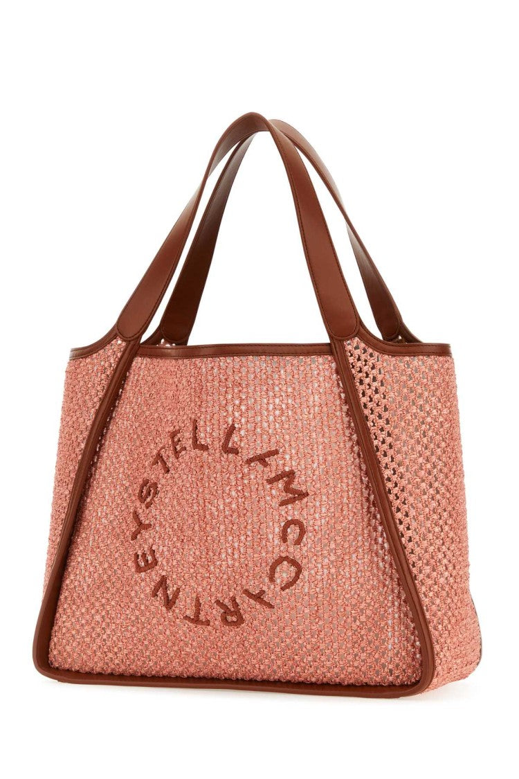 Stella Mccartney Pink Raffia Logo Shopping Bag