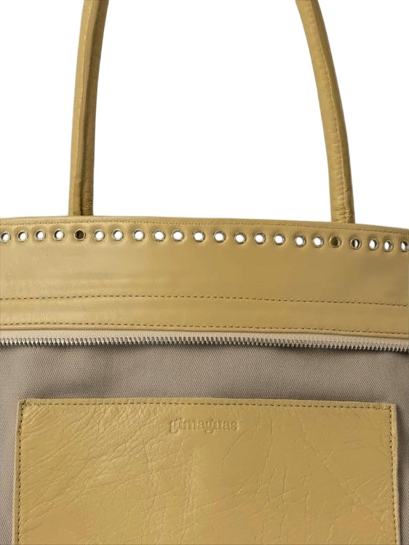 Gimaguas Structured Brown Leather Shoulder Bag
