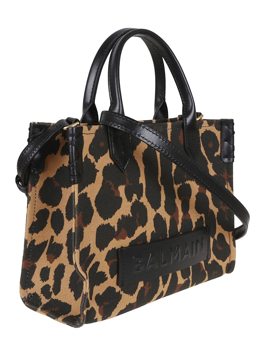 Balmain Structured Leopard Print Shoulder Bag