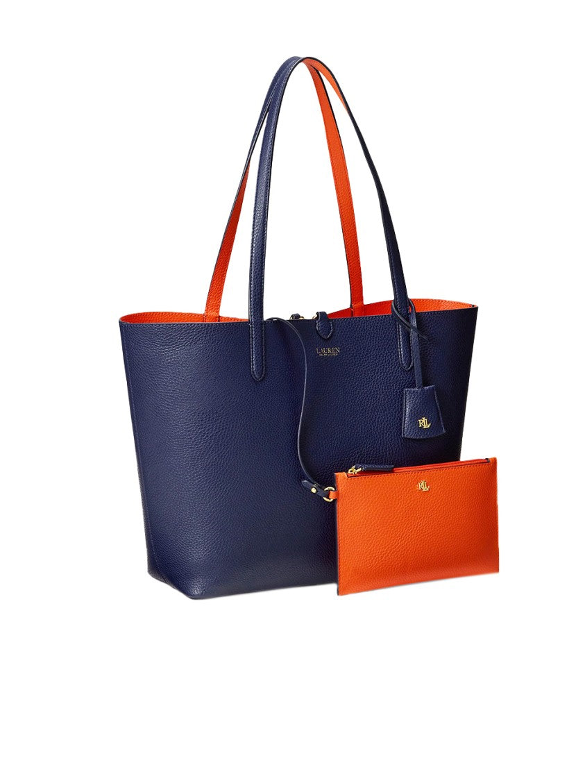 Lauren Ralph Lauren Rvrsble Medium Tote Faux Pebble Grain Bag – Blue