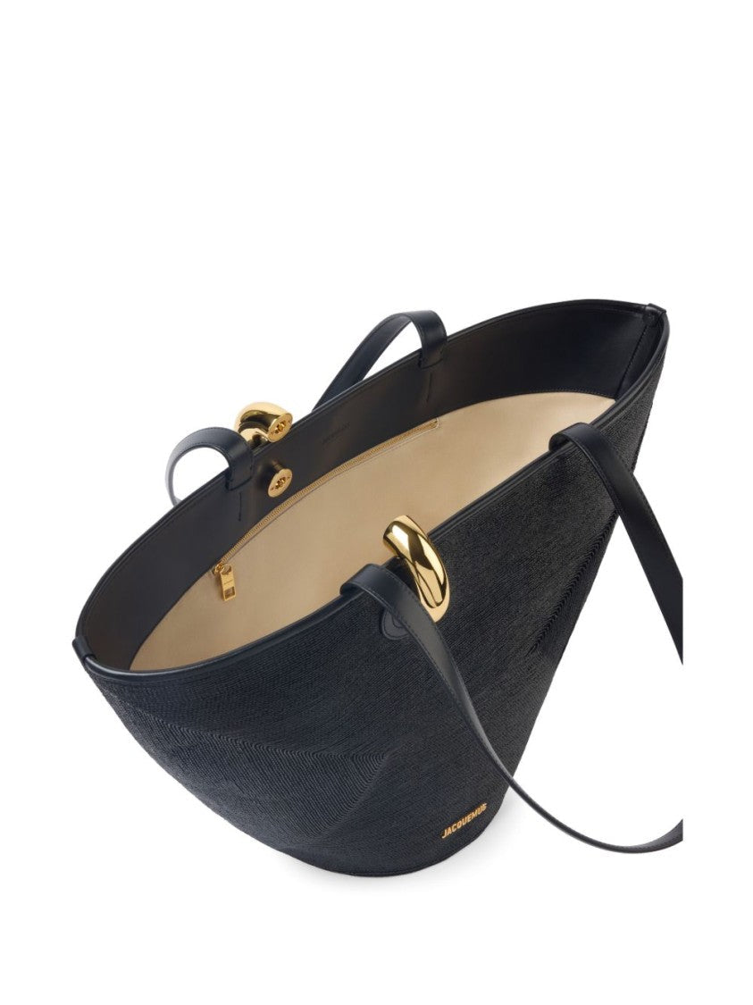 Jacquemus Black Gold-Tone Hardware Top Handle Bag