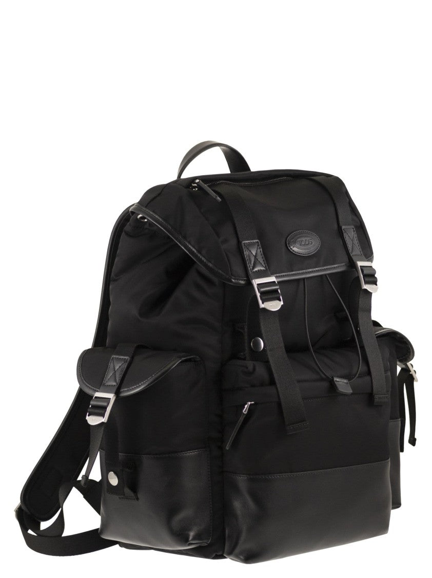 Tod's Structured Fabric And Nappa Leather Backpack