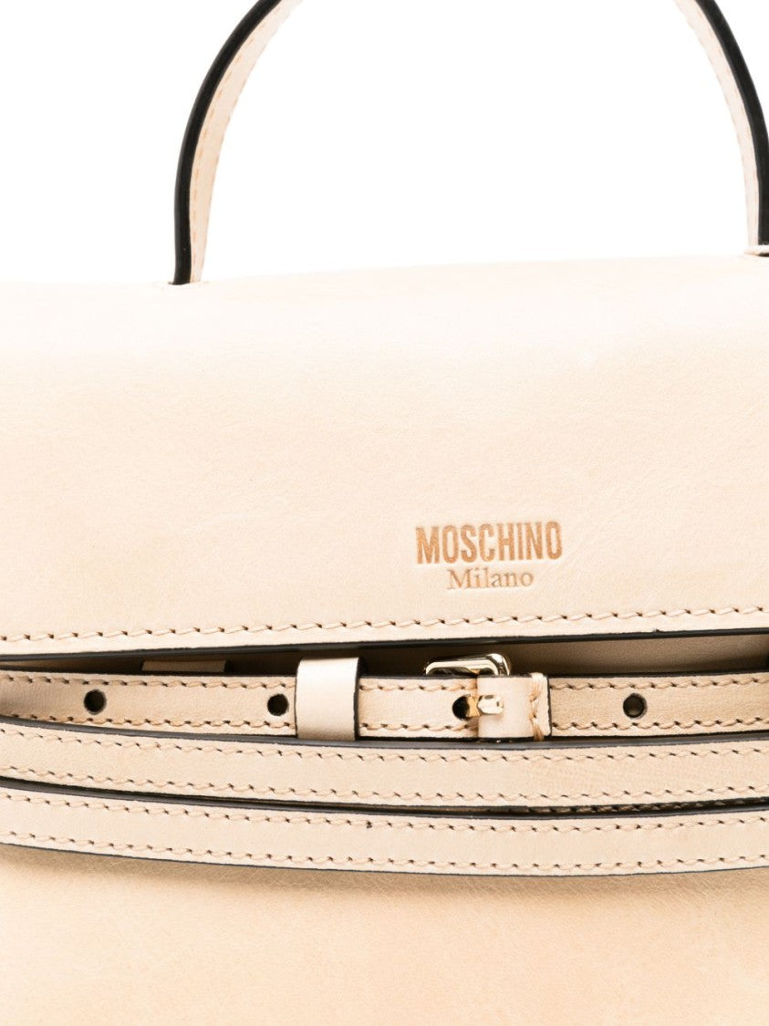 Moschino Beige Top Handle Detachable Shoulder Strap Bag