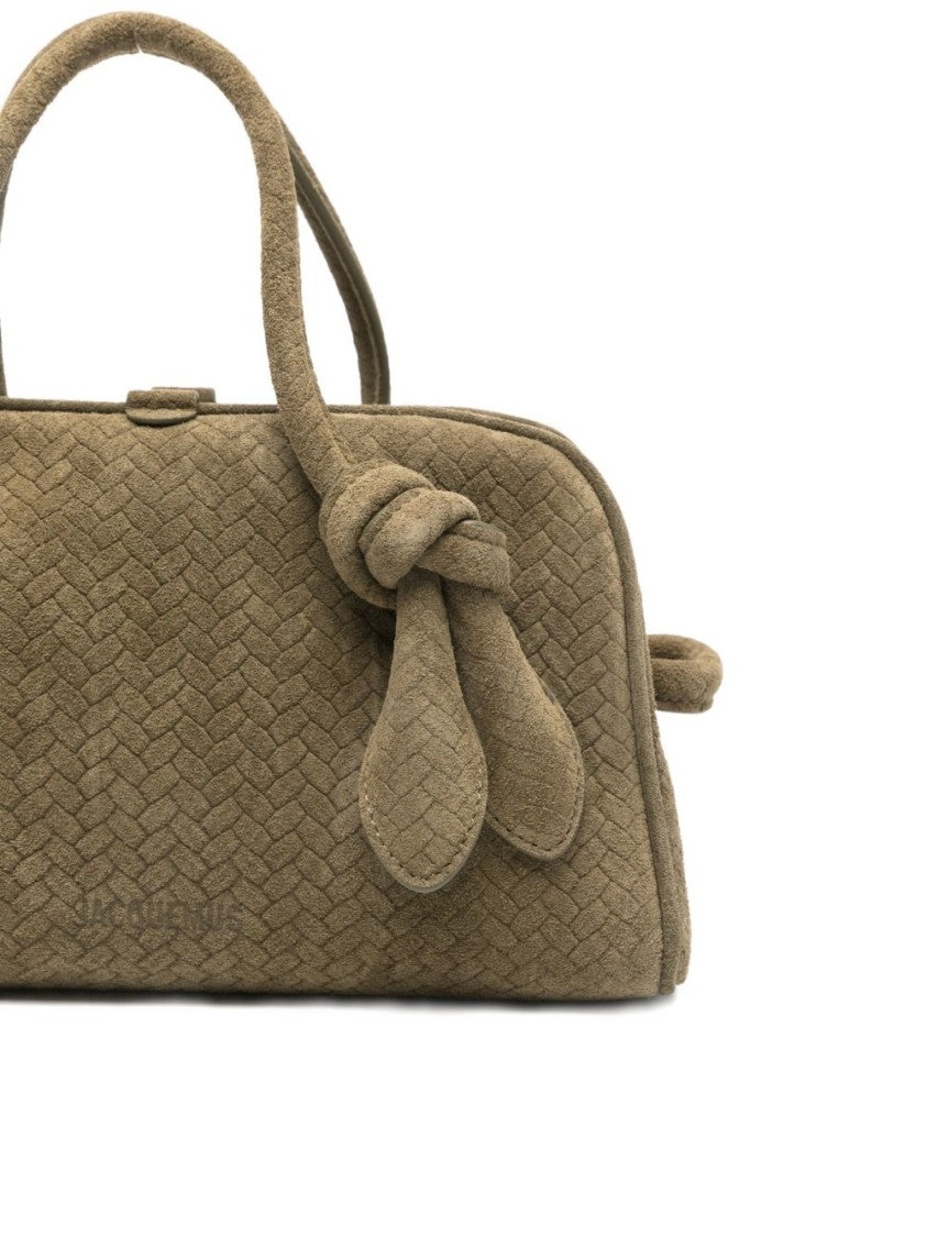 Jacquemus Khaki Green Woven Top Handle Bag