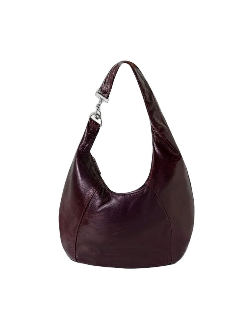 Gimaguas Crescent-Shaped Burgundy Leather Shoulder Bag