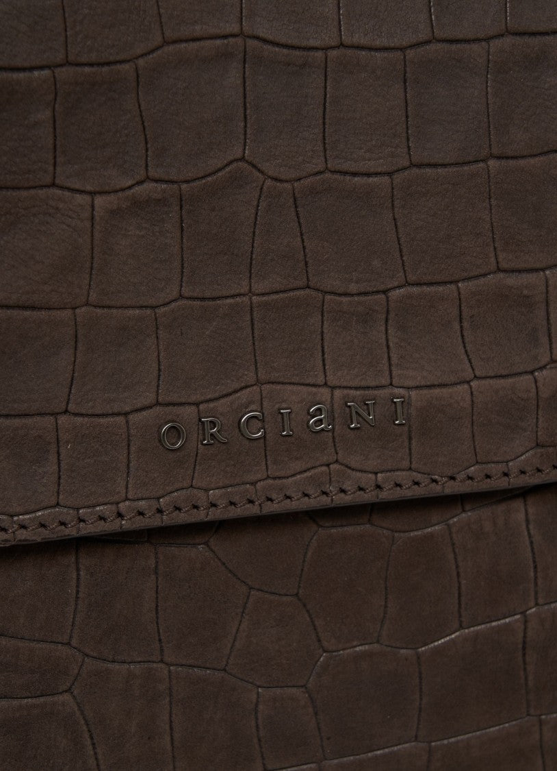 Orciani Crocodile-Effect Leather Handbag With Magnetic Closure