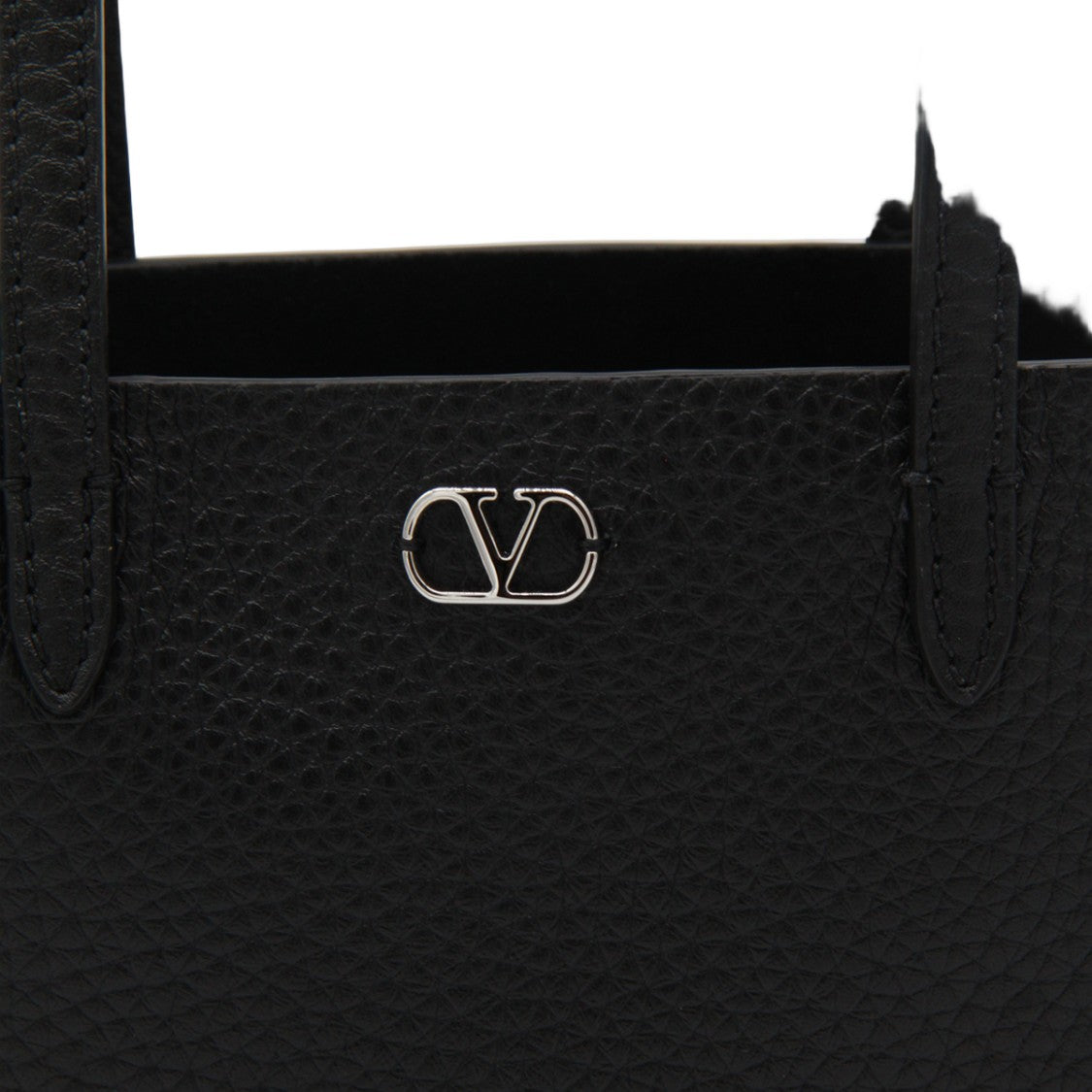 Valentino Garavani Structured Black Tote Bag With Pebbled Texture