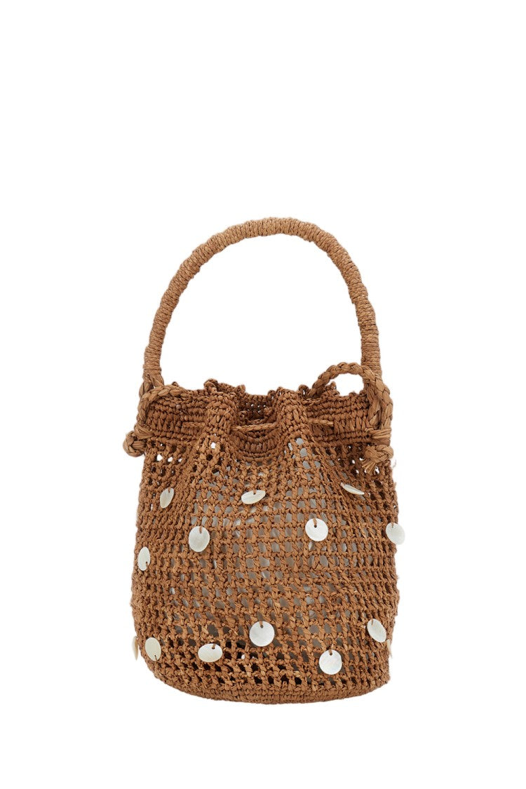 Alanui Brown Pearl Precious Moments Raffia Bag
