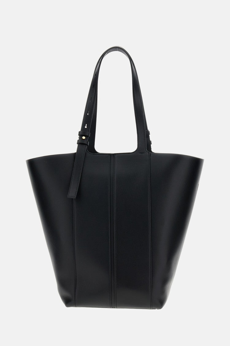 Golden Goose Structured Leather Shoulder Bag With Adjustable Handles And Metal Accents