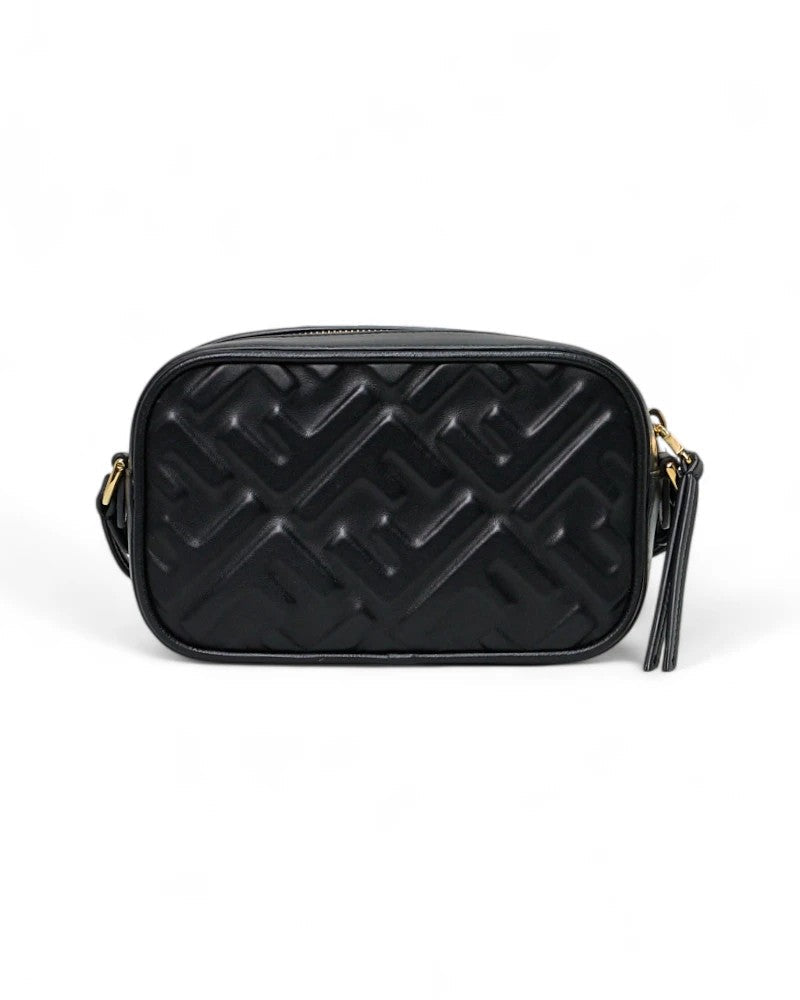 Fendi Small Ff Embossed Camera Bag In Black